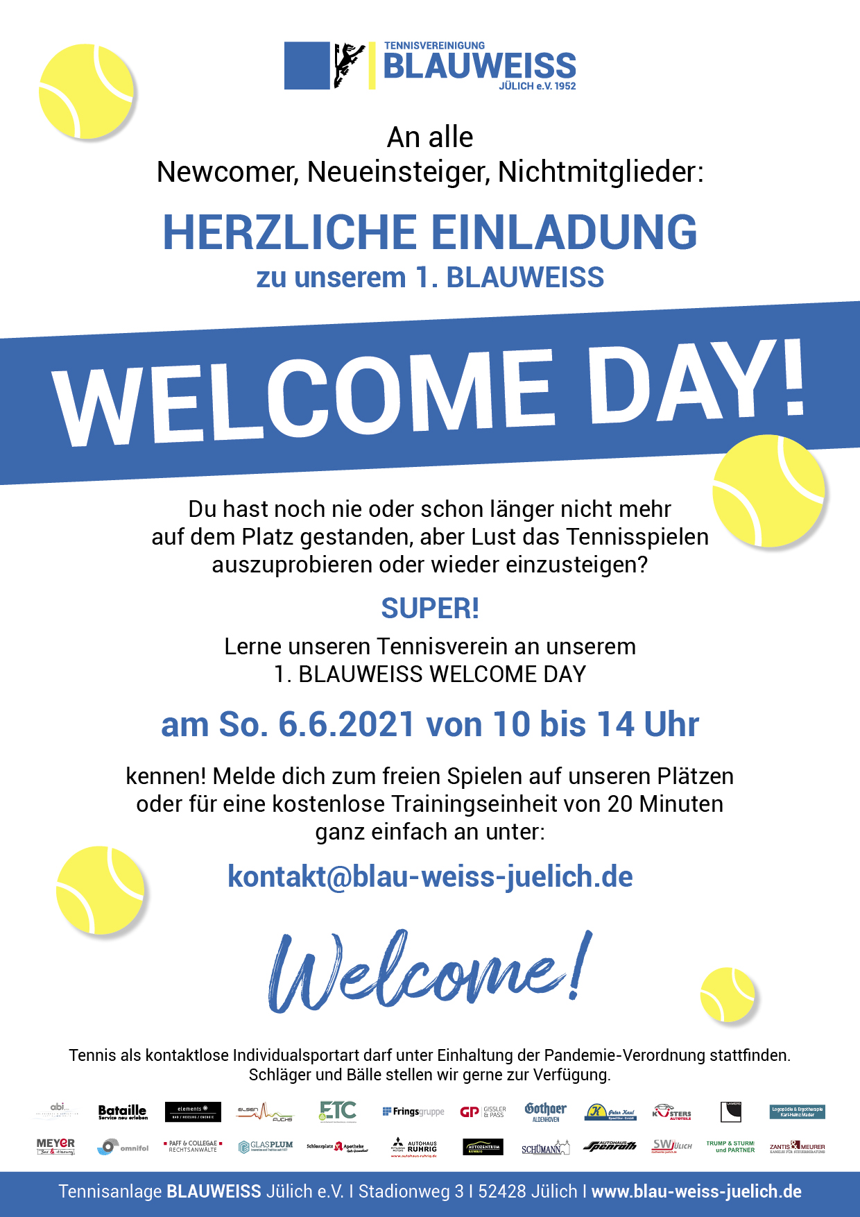 Herzliche Einladung zum BLAUWEISS Weclome Day!