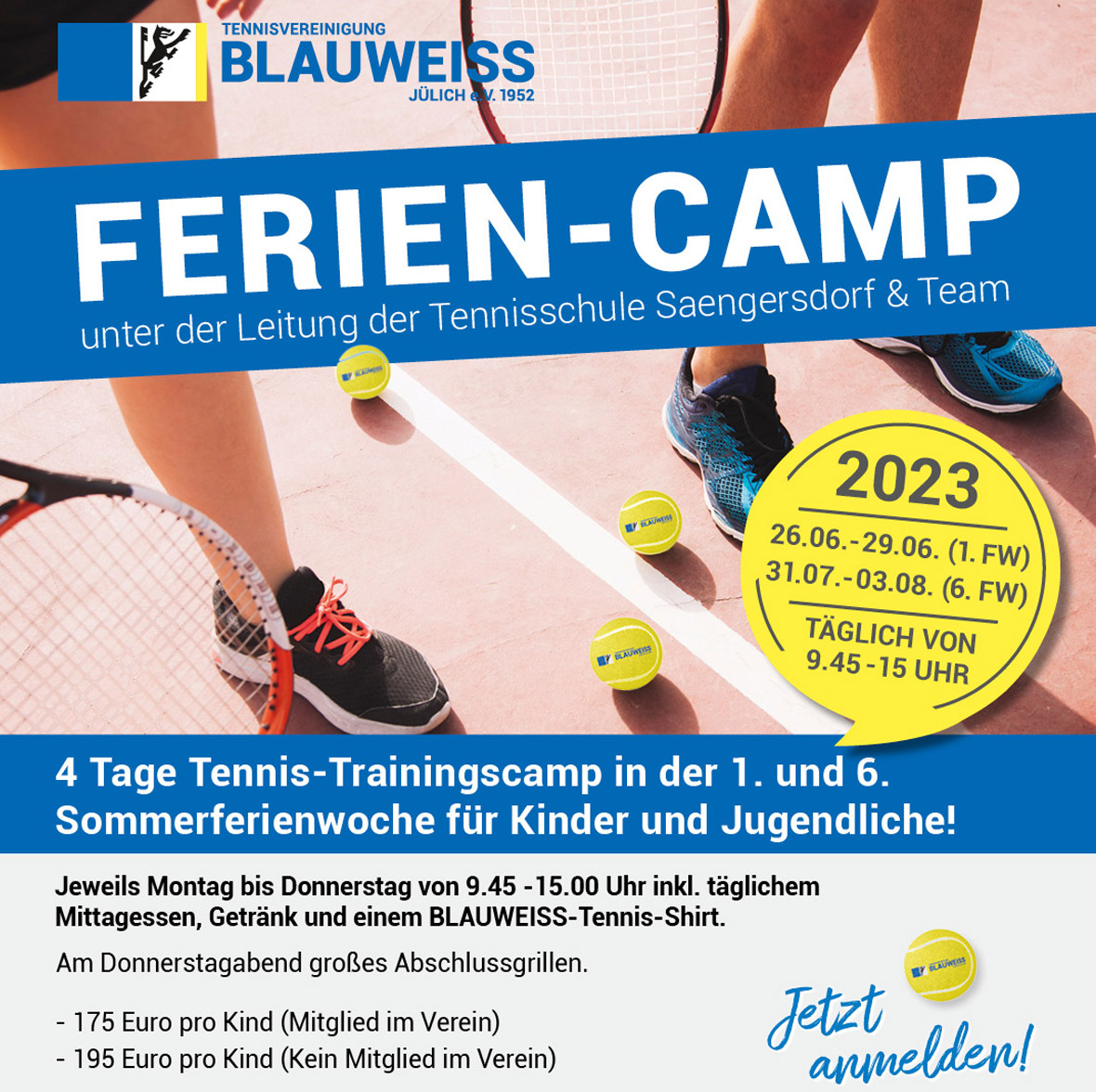 Tennis-Trainingscamp in den Sommerferien