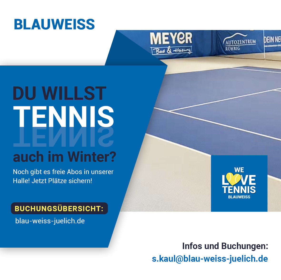 Du möchtest im Winter Tennis spielen?